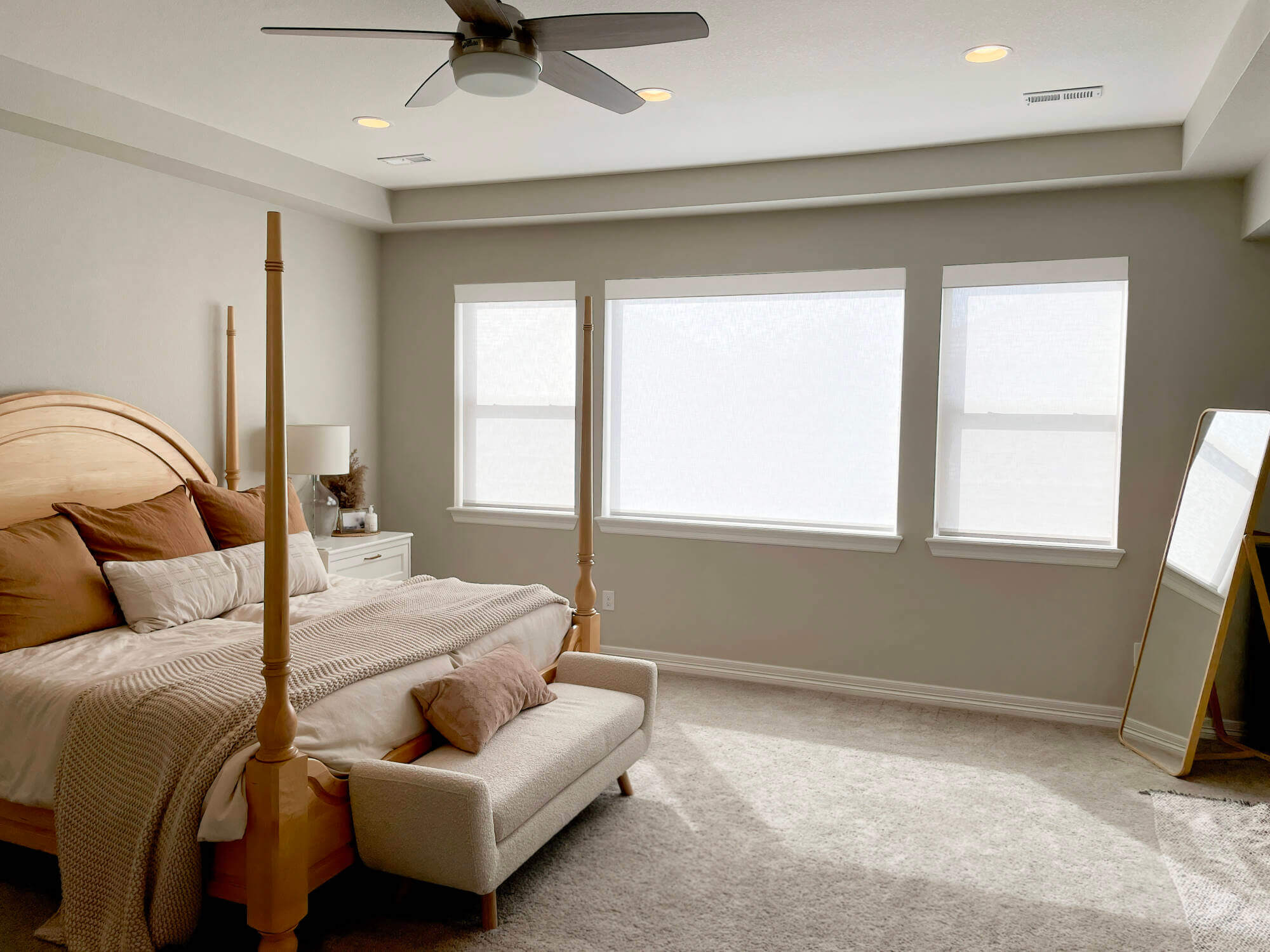 Pinnacle One Gray Stripe Awning on Bedroom balcony