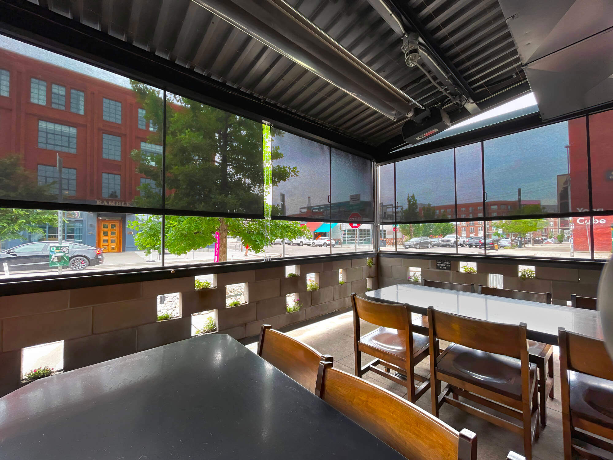 Denver's Work and Class Restaurant in RiNo neighborhood with Oasis patio shades