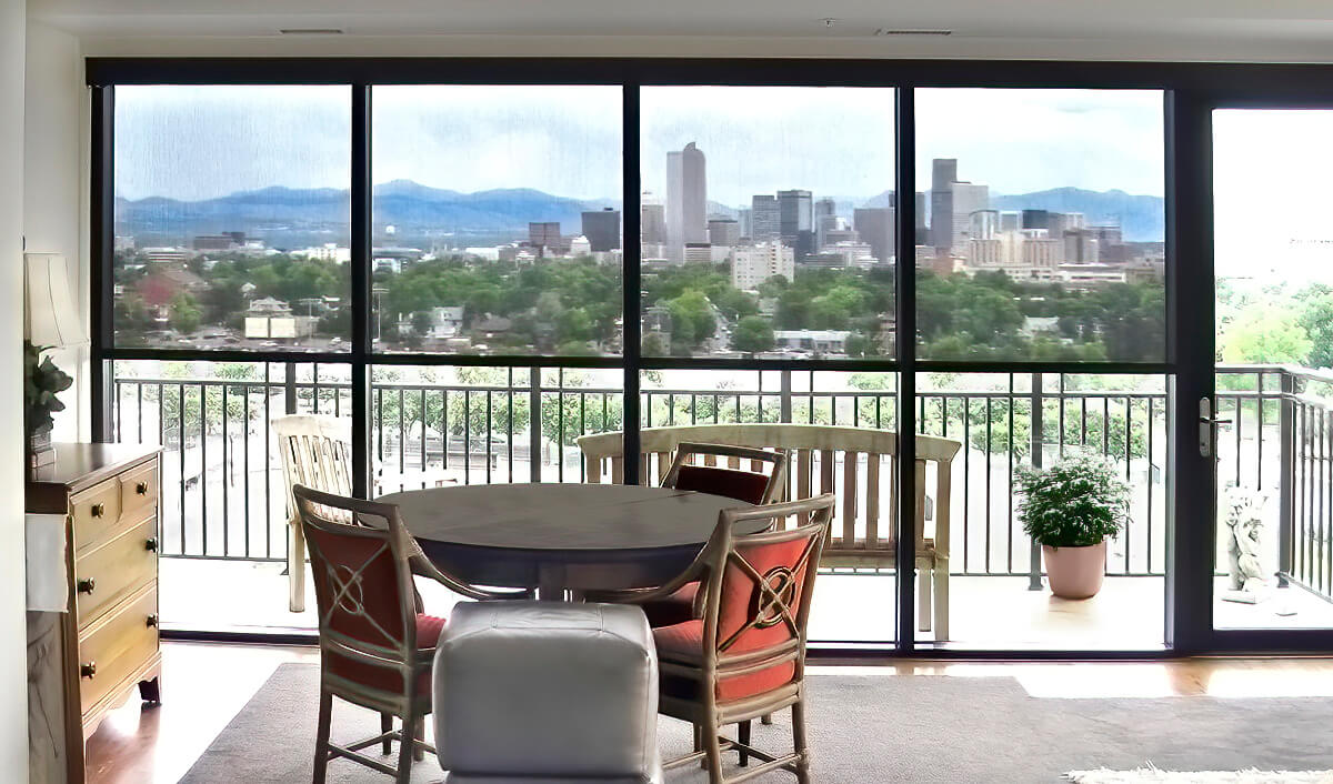 Insolroll Solar Shades with Denver skyline view