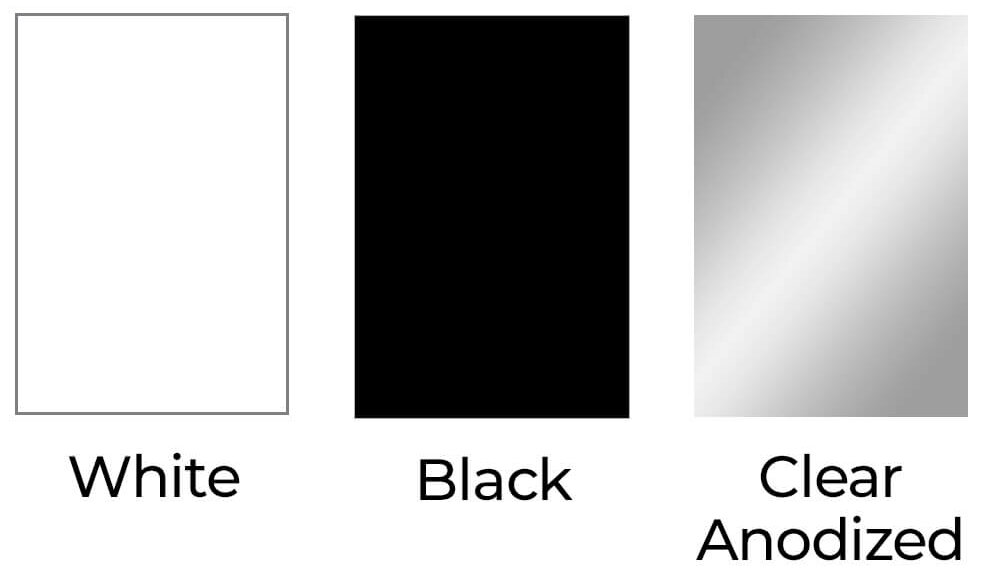 White-Black-Clear Anodized hardware colors